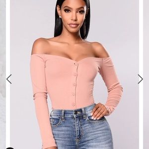 Mauve off the shoulder bodysuit